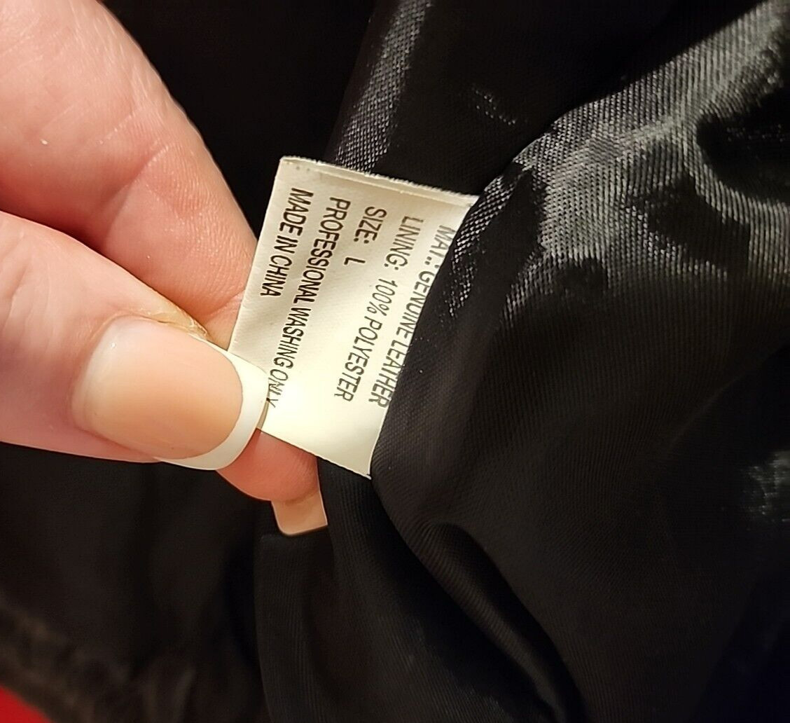 Leather Bomber Jacket Men's Large Patchwork Black… - image 14