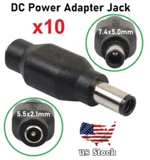 x10 DC Power Adapter 7.4x5.0mm Male Plug to 5.5x2.1mm Female Jack For HP