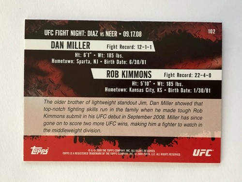 TOPPS UFC ROUND 2 2009 BASE CARD - STARS RC ROOKIES - COMPLETE YOUR SET - Picture 189 of 289