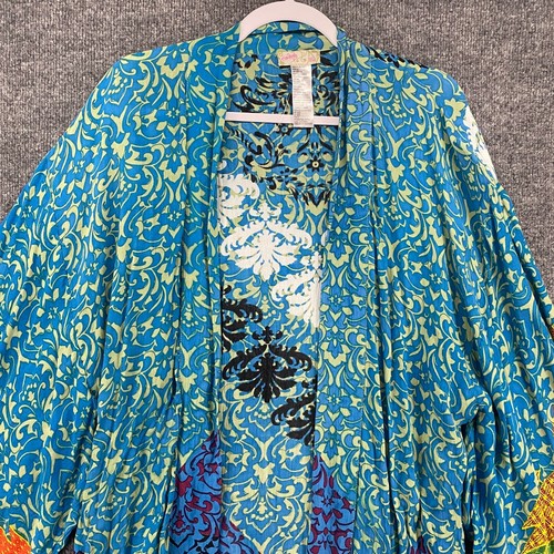 Free People Kimono Patchwork Forbidden City Maxi Long Hippie Boho Cottagecore - Picture 2 of 12
