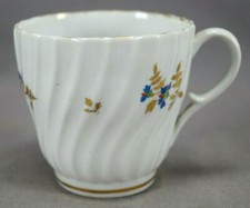 Coalport Hand Painted Blue & Pink Barbeaux Flowers & Gold Coffee Cup C.1795-1805