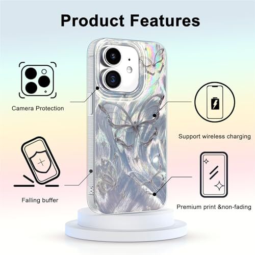 Compact Case Shiny Design, Süß Trendy Soft Slim für iPhone 11 Silber Schmetterling - Bild 5 von 7
