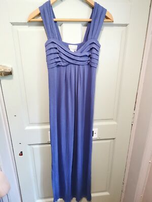 Max Studio Kleid Blau Maxi Stretch Ärmellos Small