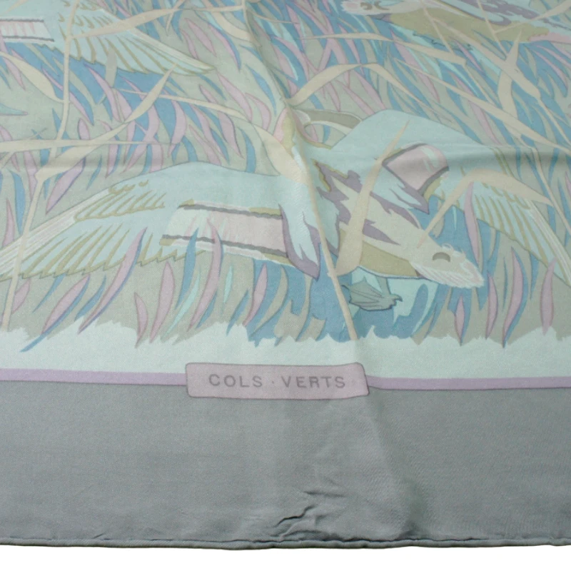 复古 HERMÈS "Cols Verts" 作者 Christiane Vauzelles 1981 豪华丝绸围巾 34" — 第 4/4 张图片