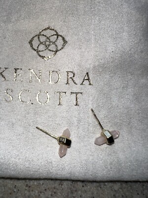 Kendra Scott Jamie Stud Pink Rose Quartz Gold Earring Healing