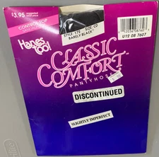 Hanes Too Control Top Sandalfoot Sz CD Pantyhose Slightly Imperfect Barely Black