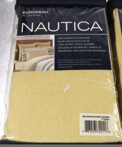 3pc Nautica Shelford Khaki STRIPE Twin Duvet Set Cover and European Shams - Picture 3 of 7