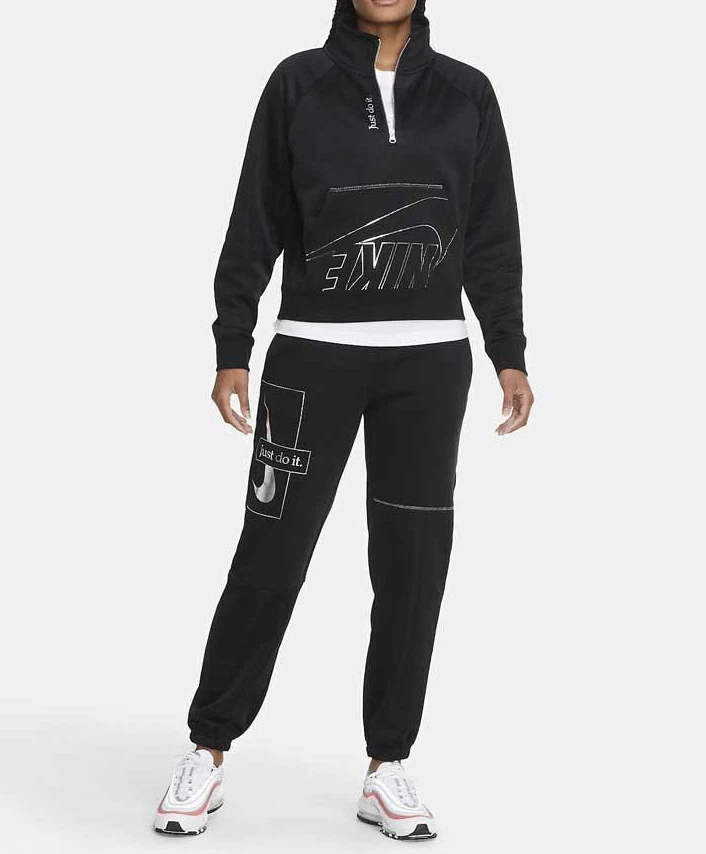 Nike Sportswear Women s Icon Clash 1 4 Zip Fleece Pullover DM1728 010 Siz S M