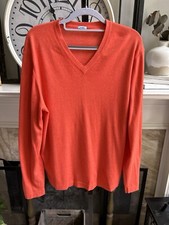 MALO men's V neck 60 cashmere 40 cotton orange sweater sz EU 52 / US L large