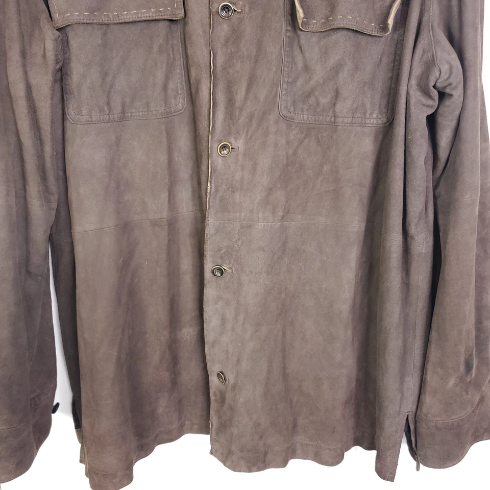 Chaqueta Camisa Nat Nast Para Hombres Grande Cuero Bolsillos con Solapa Suave Botón Frontal Foto 3 de 4