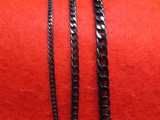 16"-50" 3/5/7MM  STAINLESS STEEL BLACK PLATED CUBAN CURB LINK CHAIN NECKLACE-BLK