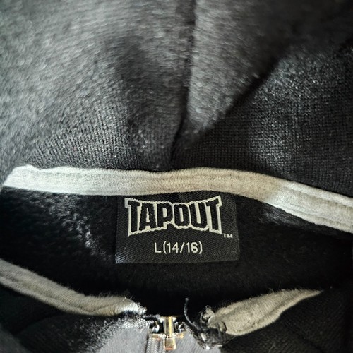 Vintage Y2K Tapout Full Zip Graphic Hoodie Black Youth Size Large (14/15) Flawed - Picture 2 of 6