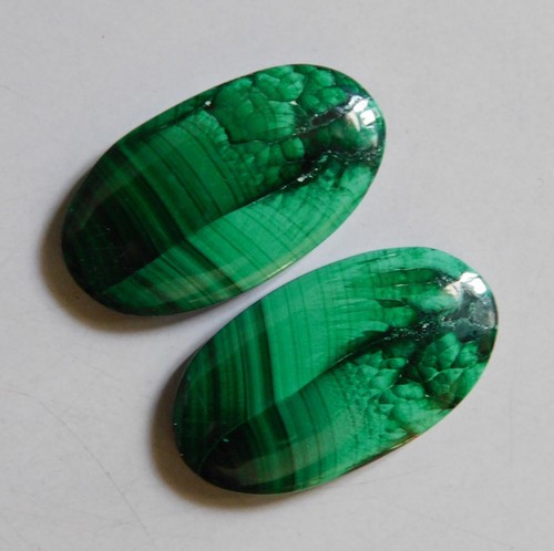 51.65 Cts Natural Malachite Cabochon Matching Pair Loose Gemstone 27.4X15.5MM