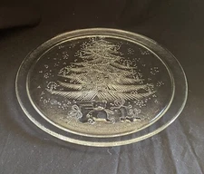 Vtg 13" Les Verreries De Saint Gobain Christmas Tree Plate Platter Duralex Glass