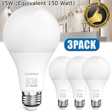3X LED Light Bulbs 15W (150W) Replacement Daylight 6500K A21 E26 Lamp Soft White