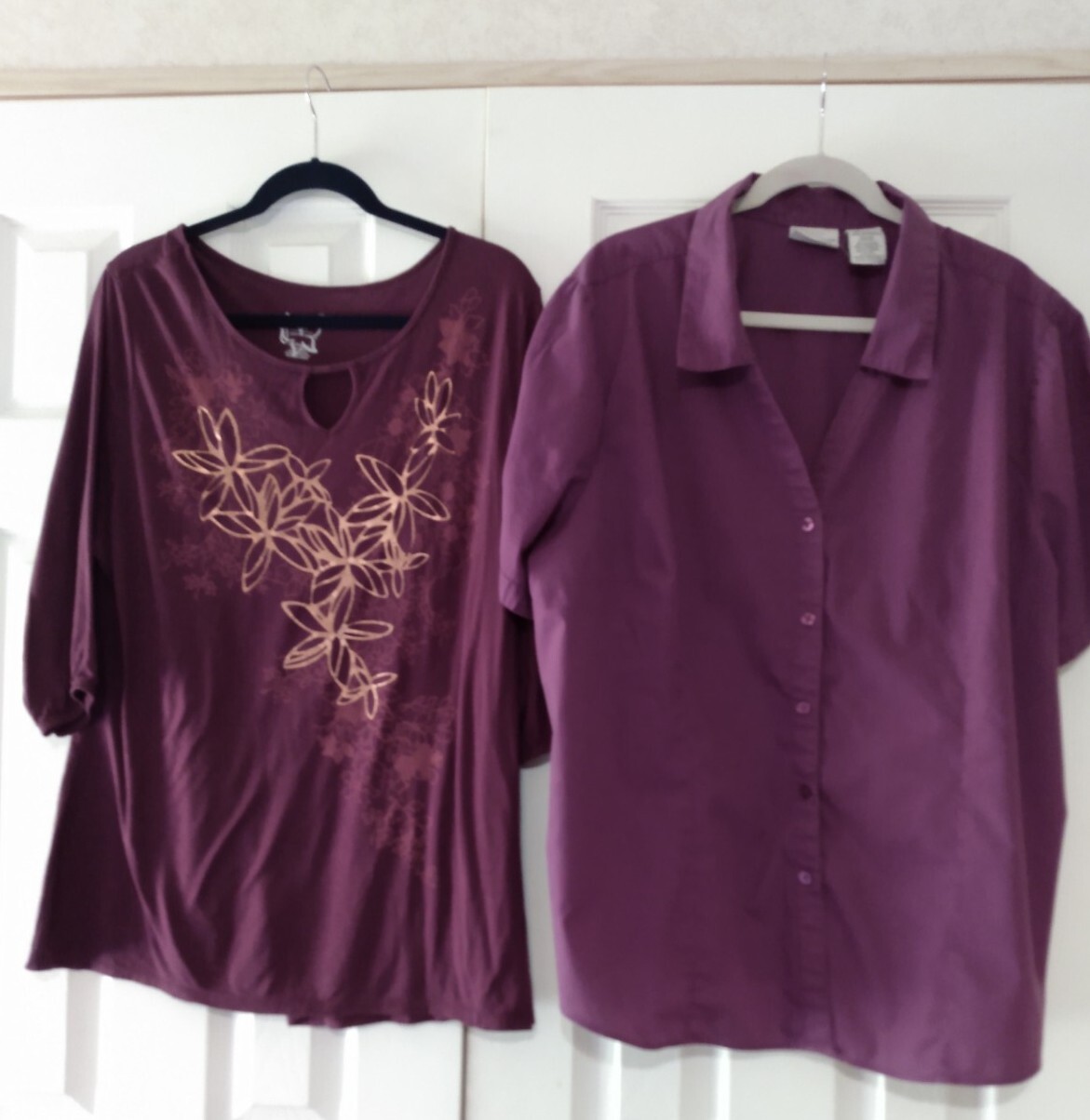 purple and gold plus size tops