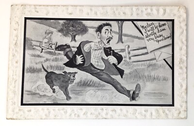 My Dear I will be home shortly i am very busy Posted 1911 PC Man Chased by Dog