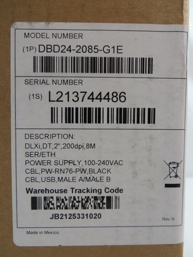 CognitiveTPG DLXi 2 DT, 2",200dpi, 8M Thermal Barcode Printer DBD24-2085-G1E-NEW - Picture 3 of 9
