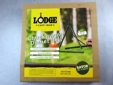 Lodge Cast Iron Chuckwagon Dinner Bell Triangle W/ Striker Leather Hanging Strap