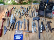 Vintage Garage Tools - Wrenches Drill Bits Wheel Dresser Hatchet More Lot 0182