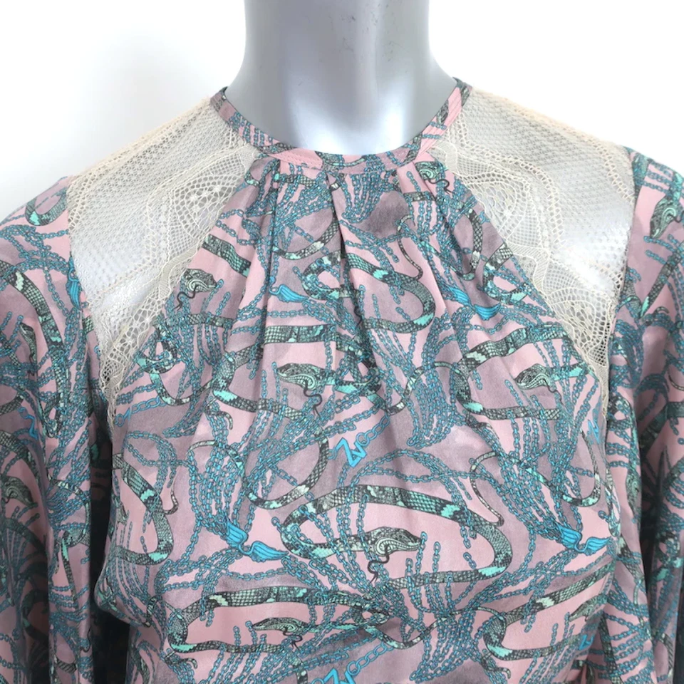 Zadig & Voltaire Maxi Dress Rielle Pink Snake Chains Print Size Extra Small - Image 2 of 4