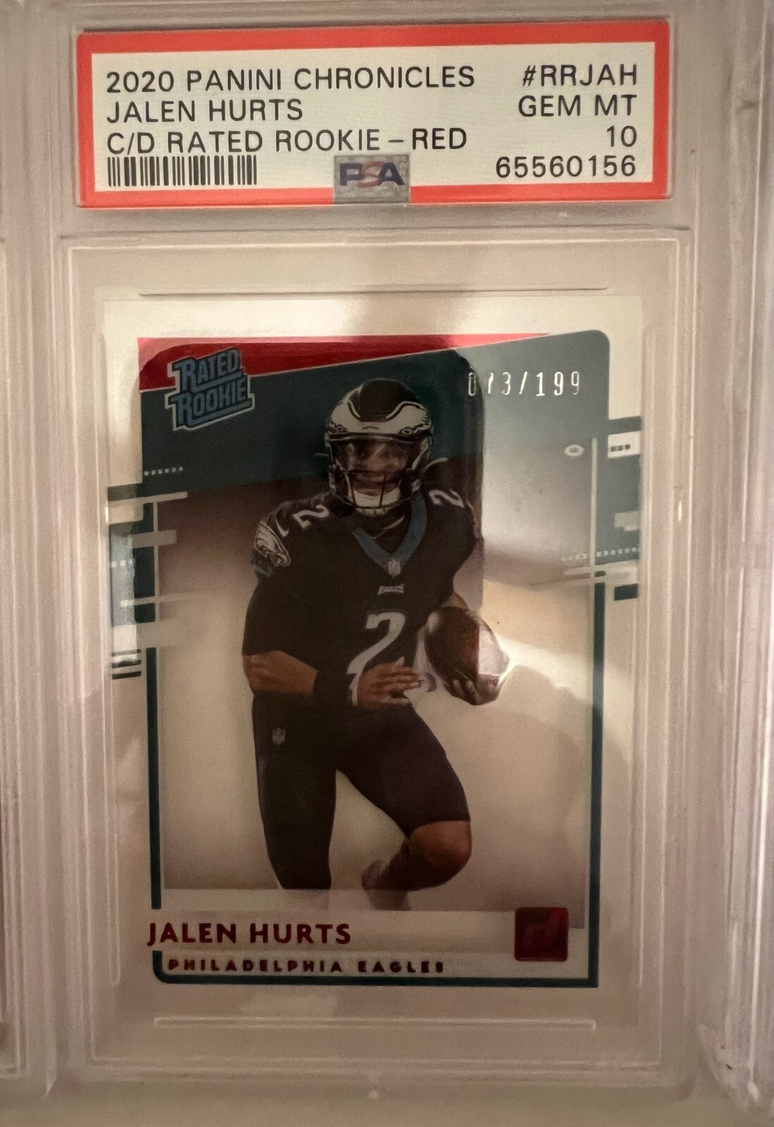 Jalen Hurts Panini Chronicles Clearly Donruss Rated Rookies #RRJAH Red