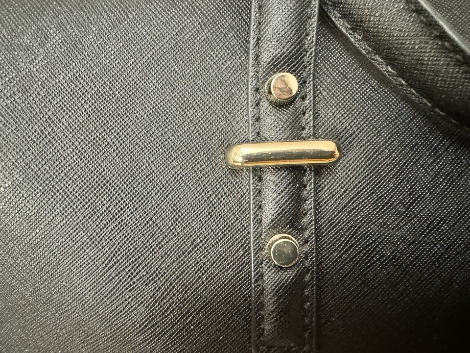 CALVIN KLEIN Top Zip Satchel Handbag Saffiano Leather Black eBay