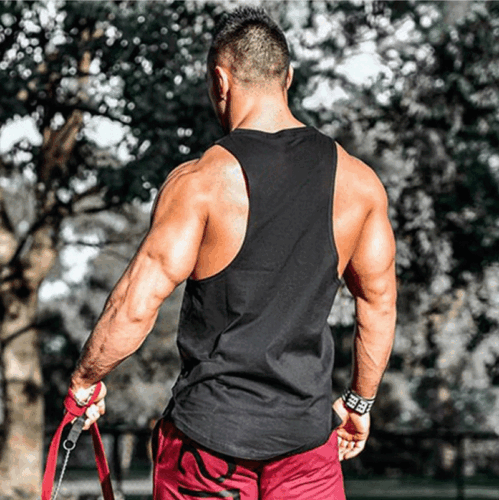 T-shirt uomo palestra senza maniche abbigliamento fitness uomo bottom allenamento - Foto 4 di 12