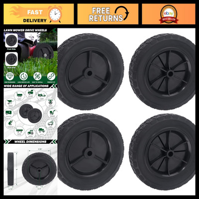 4 Pcs 8'' Lawn Mower Replacement Wheels - Durable Black General Wheel Set