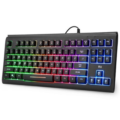 Rii Computer Keyboard, Wired USB Compact Keyboard with RGB Backlit,Silent Key...