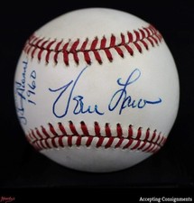 Vern Law Autograph Signed Inscribed Rawlings ONL Baseball AUTO JSA COA