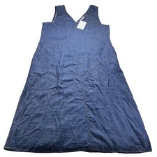 Sussan Womens Blue Denim Maxi Dress Sleeveless V-Neck Lyocell Size 20