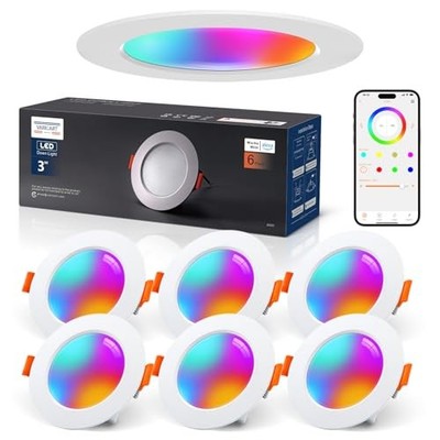 VARICART Smart LED Downlights für Decke Alexa, 7W Bluetooth RGB Farbe