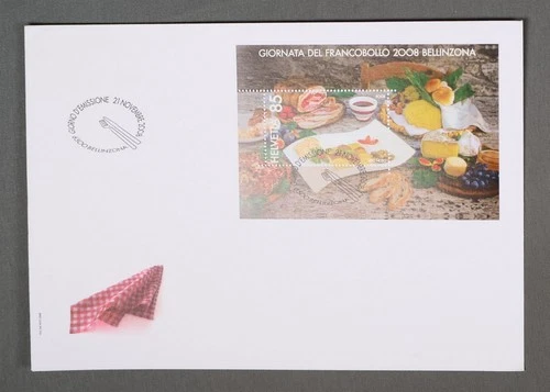 MayfairStamps Switzerland FDC 2008 Picnic Lunch Stamp Day Souvenir Sheet First D