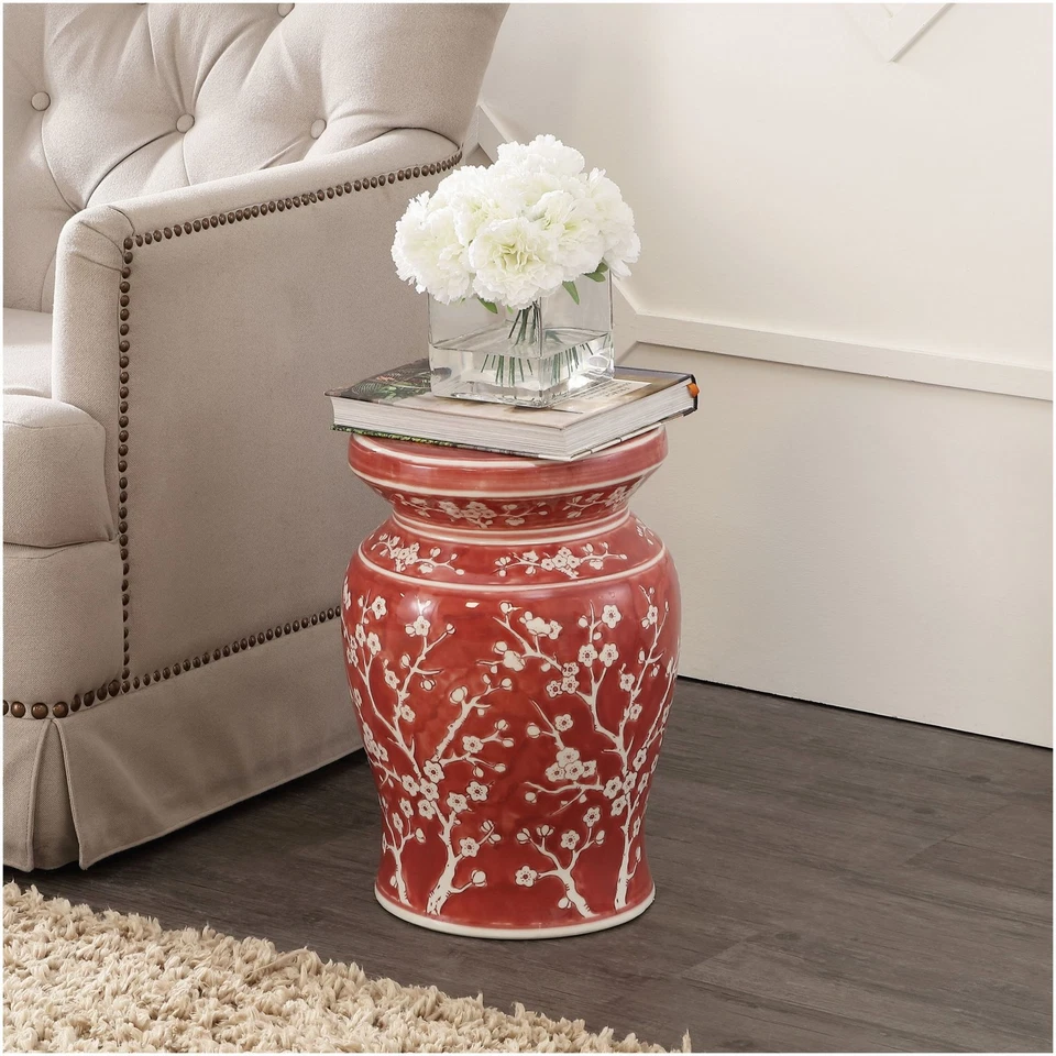 JONATHAN Y Lighting TBL1017 Cherry Blossom 12"W Ceramic Accent - Red - Image 3 of 4