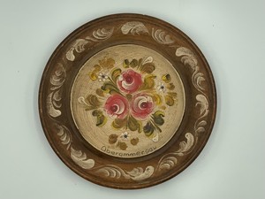 Vintage OBERAMMERGAU Hand Painted Wooden German Plate 1950’s 8.75” diameter