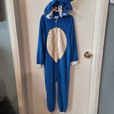 Sonic the Hedgehog Boys' One-Piece Pajama Hoodie Suit Kids Size L 10/12 