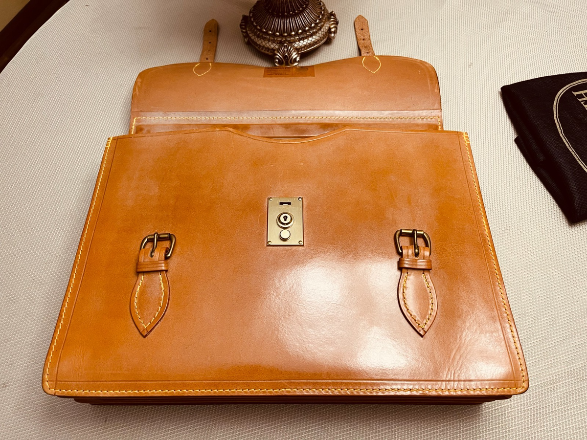 PAPWORTH London Tan Bridle Leather Briefcase / Portfolio / Satchel