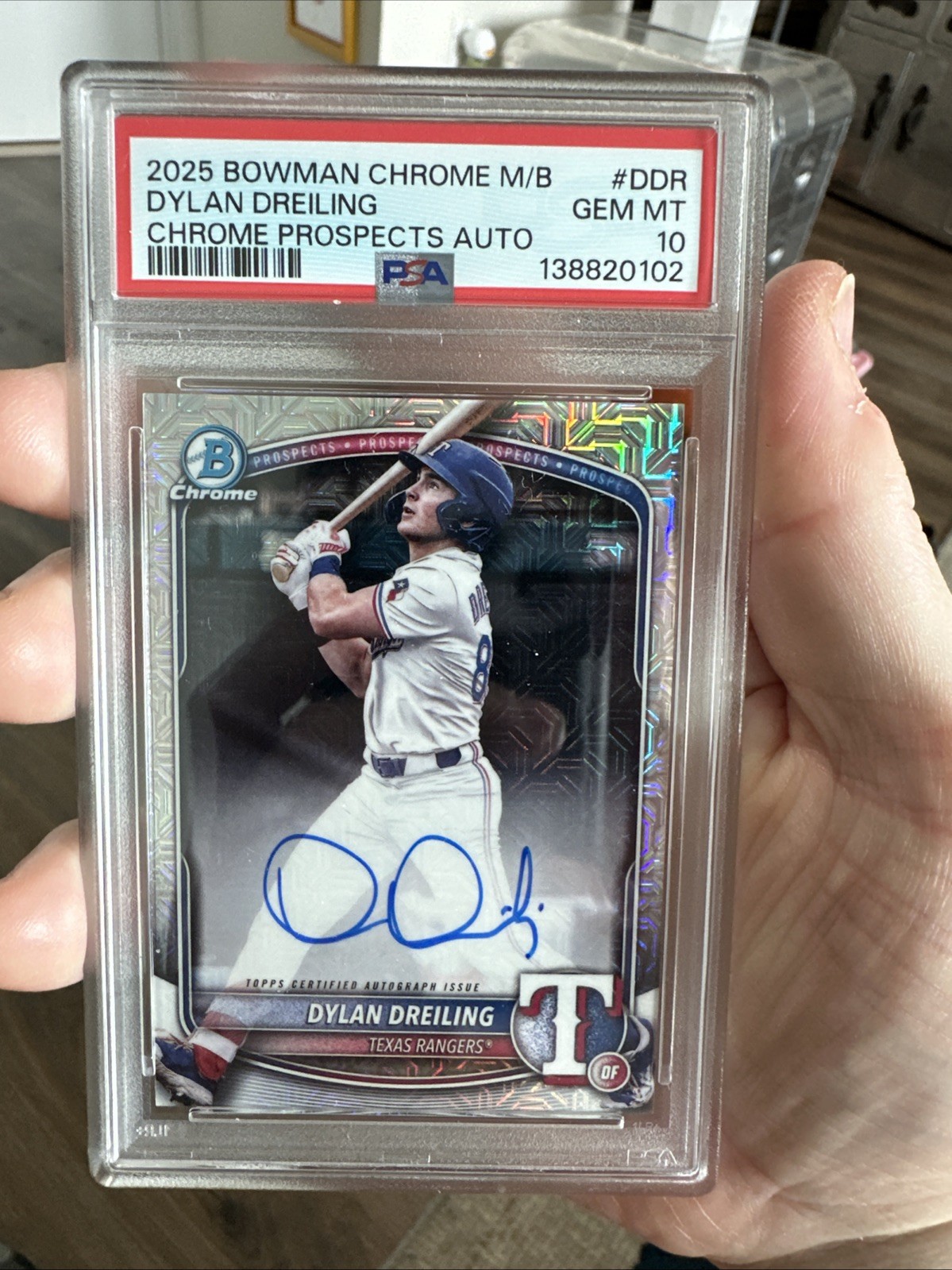 2025 Bowman Mega Box #DDR Dylan Dreiling Chrome Autograph PSA 10 view 4