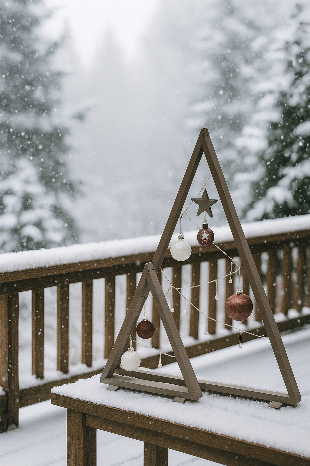 Set of 2 Wooden Christmas Trees 100×70 & 50×35 Solid Pine Handmade Holiday Decor
