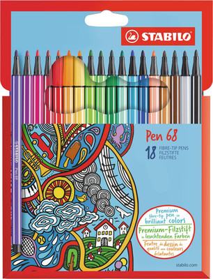 STABILO PEN 68 FASERMALER 18 STÜCK PACKUNG KARTONETUI FILZSTIFT