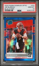 Joe Burrow Rookie Blue Hyper SSP PSA 10 GEM MINT 2020 Donruss Optic #151 RC