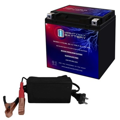 Mighty Max YTX30L-BS Battery Compatible with Deka ETX30LA + 12V 4Amp Charger