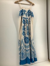 SHEIN XL 16 Blue White Tropical Pineapple Cami Empire Waist Maxi Dress 