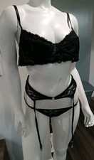 Floral Lace Ring Detail 3 Piece Garter Set Adjustable Straps Valentines Sz Xl