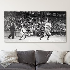 Babe Ruth Home Run Vintage Baseball 1900s Canvas Wall Art Print