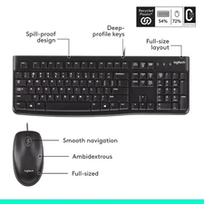 Logitech - MK120 Full-size Wired Membrane Keyboard and Mouse Bundle for USB Plug