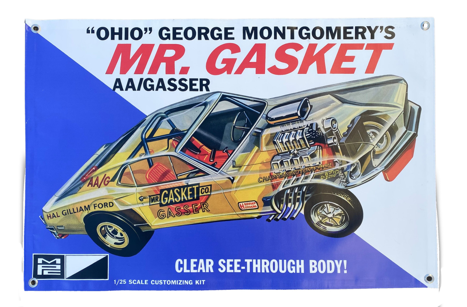 OHIO GEORGE Mr. Gasket Gasser Model See-Through Model Box Shop Garage Banner