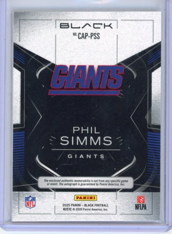 Phil Simms Capstones On-Card Auto /50: 2025 Panini Black Football. NYG QB! 🔥 view 2