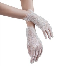 Lace Gloves for Women Wedding Dancing Elastic Full Finger Gloves Tulle
